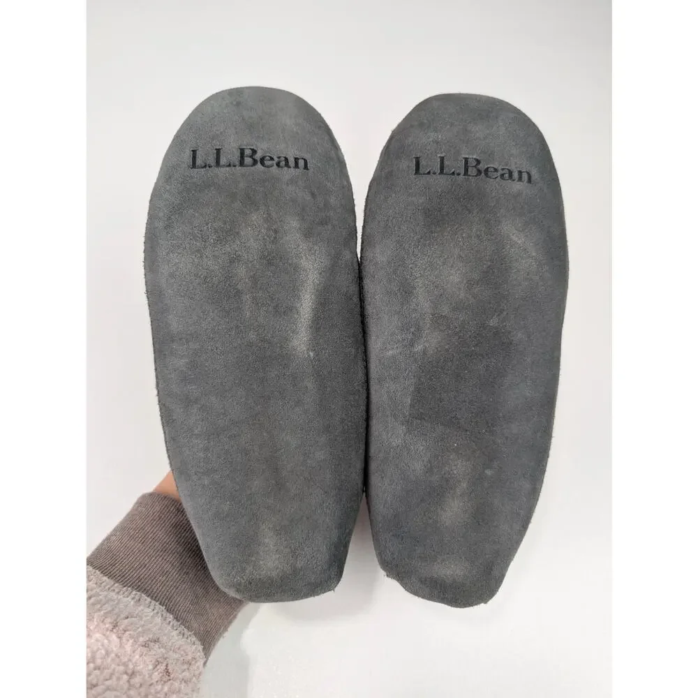 L.L. Bean Boys 2 Wicked Good Gray/Yellow/Green Camo Fleece Lined Slippers